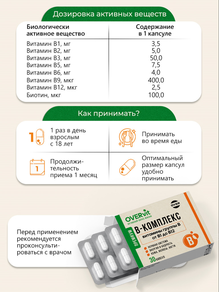 В-комплекс OVER, 30 капсул