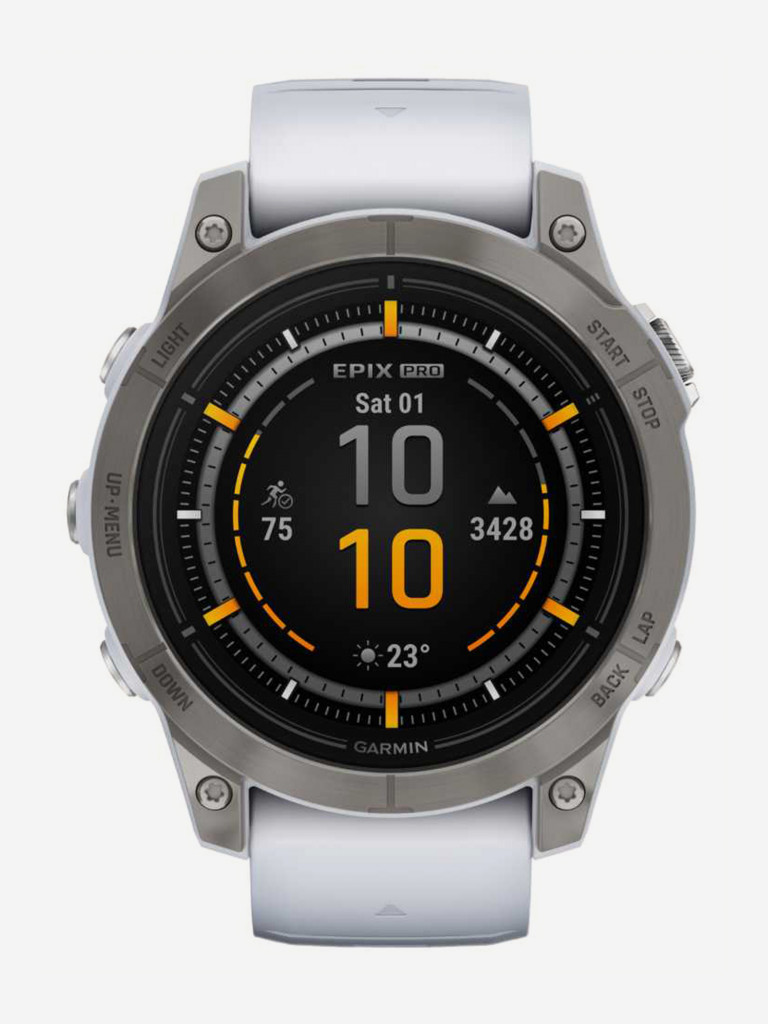 Спортивные часы Garmin EPIX PRO (Gen 2) Sapphire Edition 47 мм, титановый, белый DLC, белый ремешок