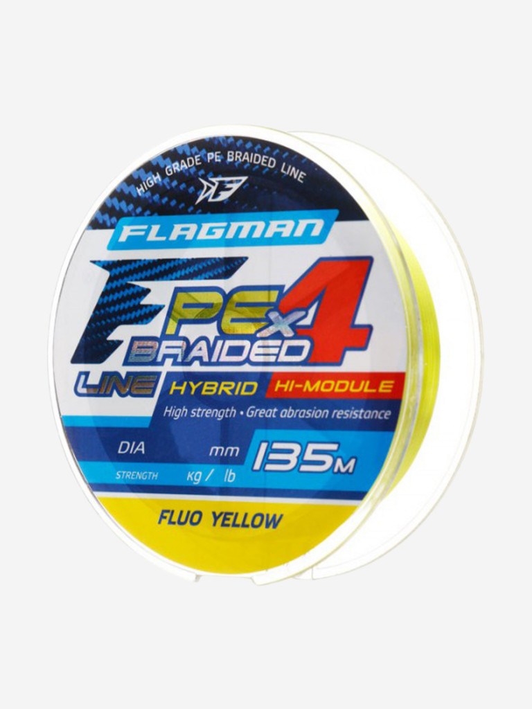 FLAGMAN Шнур PE Hybrid F4 135м Fluo Yellow 0,10мм 4,6кг