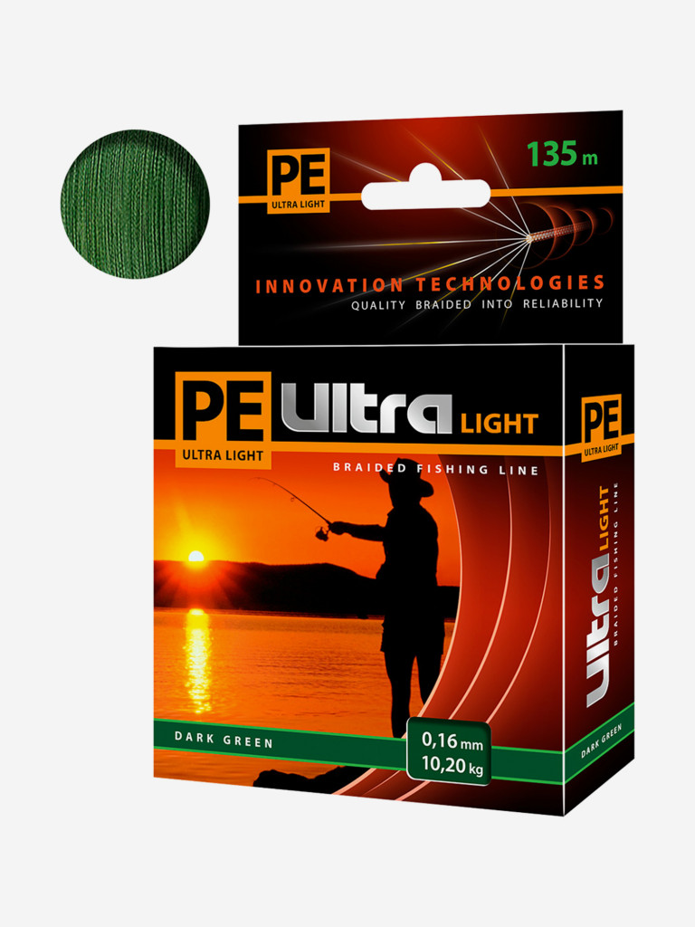 Плетеный шнур для рыбалки AQUA PE ULTRA LIGHT Dark Green 0,16mm 135m
