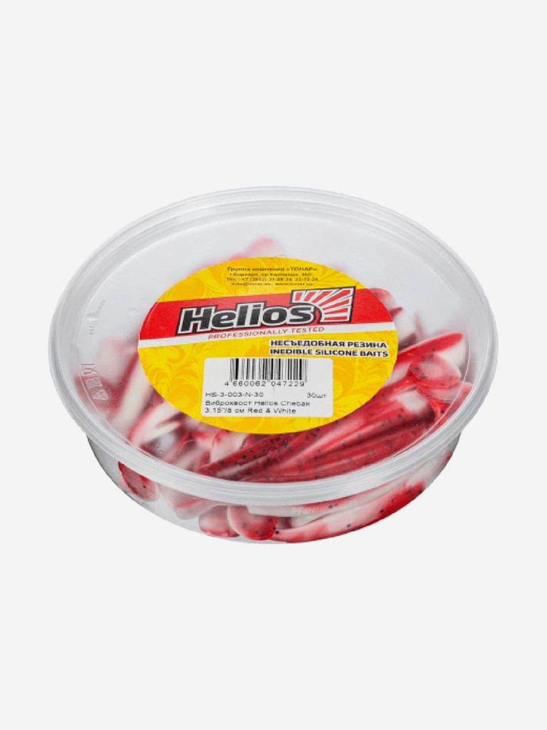 Мягкая приманка Helios Chebak, 3,15'' / 8 см, Red & White, 30 шт (HS-3-003-N-30)