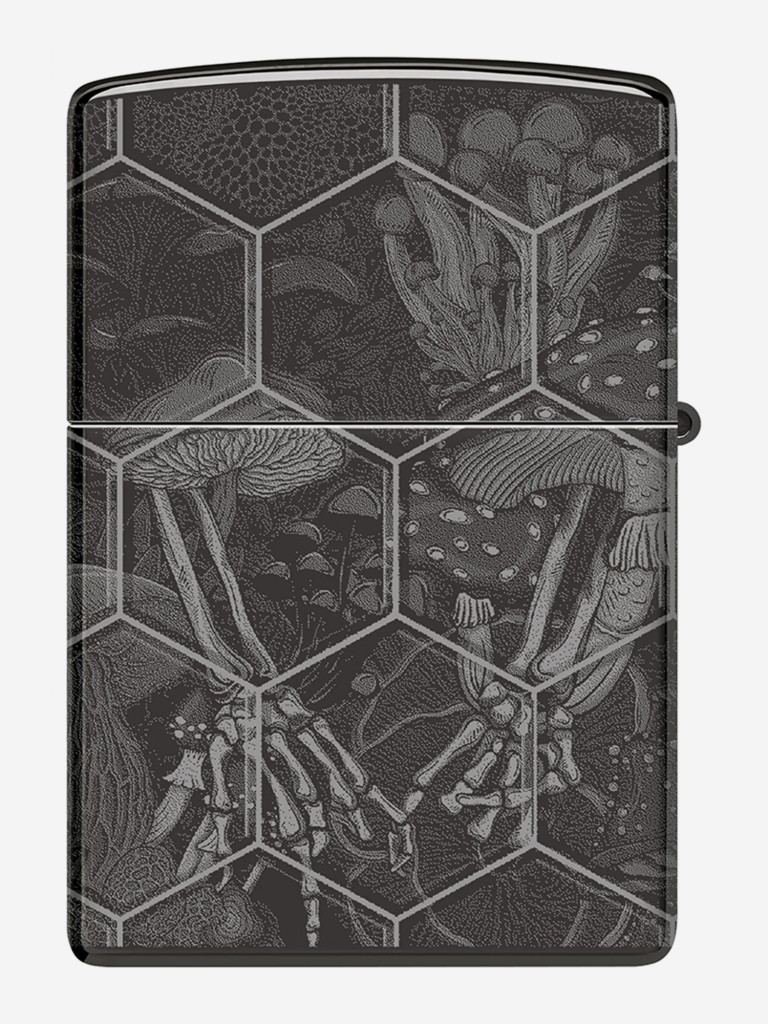 Зажигалка бензиновая ветроустойчивая Zippo Mushroom Skulls High Polish Black
