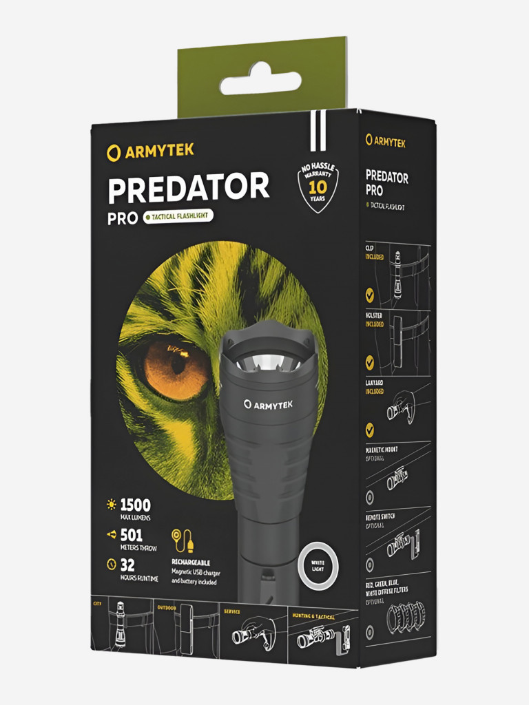 Фонарь ручной Armytek Predator Pro Magnet USB, холодный свет