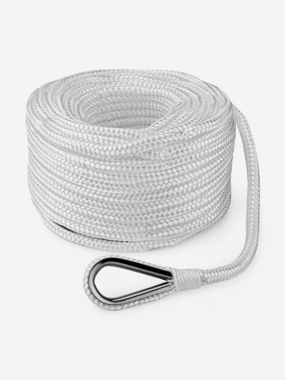 Трос, конец якорный Skipper плетеный, 12мм*50м, нейлон, белый