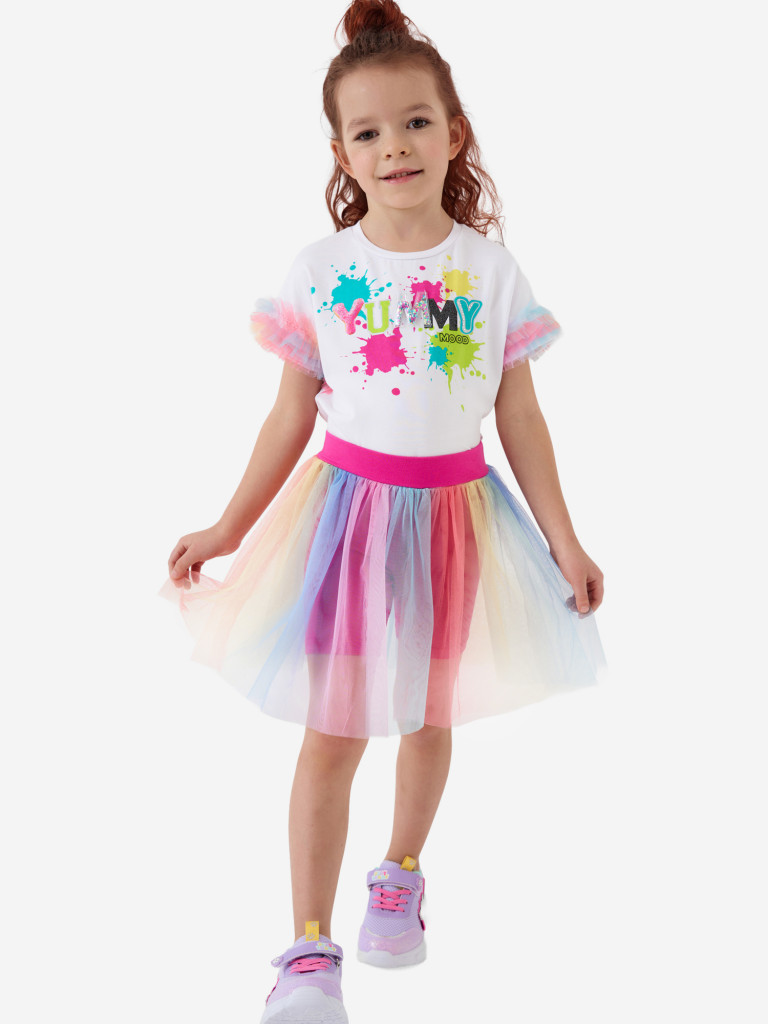 Комплект для девочек: футболка, юбка-шорты PlayToday