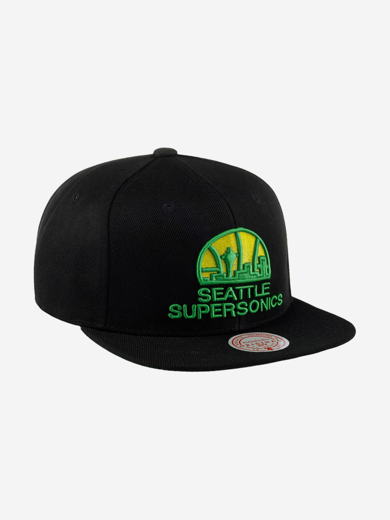 Бейсболка с прямым козырьком MITCHELL NESS 6HSSJS19079-SSUBLCK Seattle Supersonics NBA (черный)