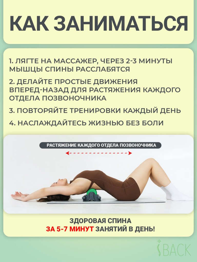 Массажный ролик iBACK ROLLER для коррекции позвоночника, МФР ролл