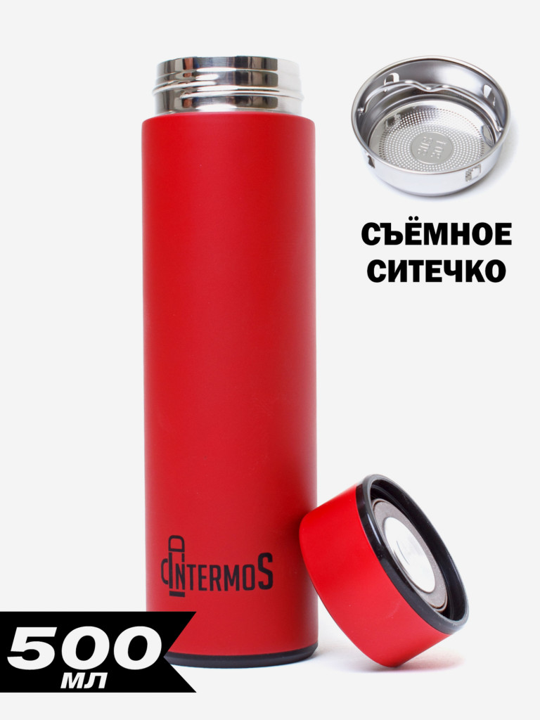 Термос с узким горлом с фильтром для чая Intermos, 500 мл, красный