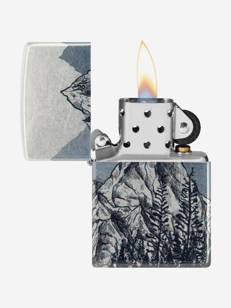 Зажигалка бензиновая ветроустойчивая Zippo Mountain Sketch 540 Tumbled Chrome