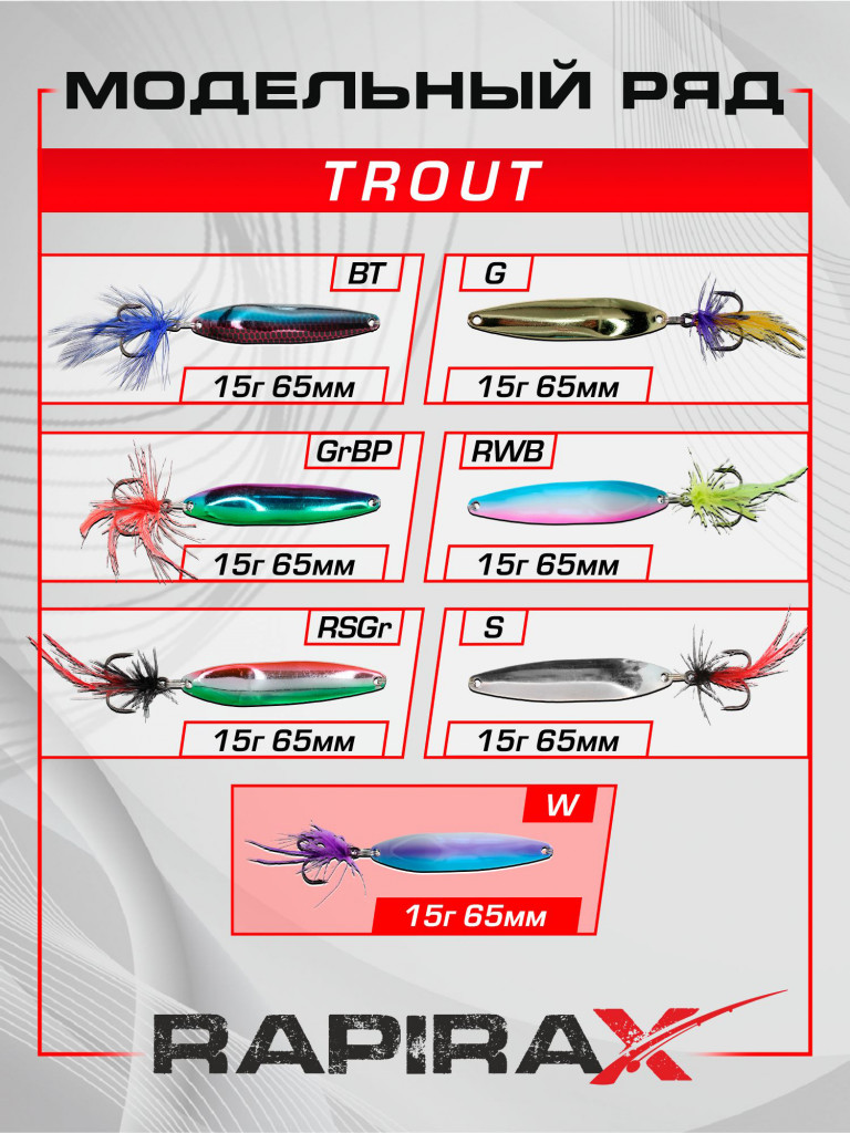 Блесна RapiraX Trout 15 гр 65 мм цв. W