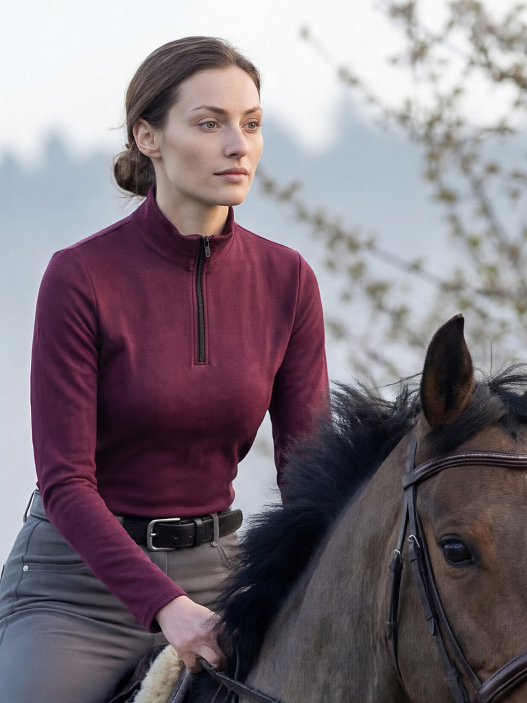 Лонгслив теплый женский Equestrian code Flannel для верховой езды