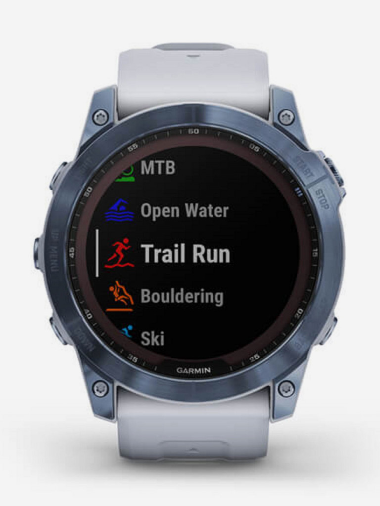 Часы Garmin Fenix 7X Sapphire Solar с подзарядкой от солнца, титановый синий минерал DLC с белым ремешком 010-02541-15