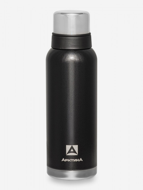 Термос с узким горлом и глухой пробкой, 2 накручивающиеся чашки в комплекте. Молотковая эмаль на корпусе дополнительно защищает термос от сколов и царапин. Объем 1,2 л.