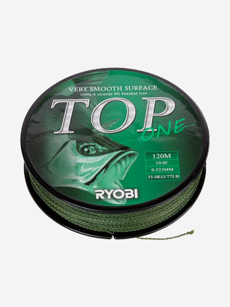 Шнур плетеный для рыбалки Ryobi TOP PE4X, 120м, 0,523мм, 35кг, темно-зеленый