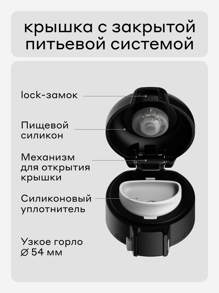 Термокружка ваккумная BOBBER Capsule 500 мл с закрытой питьевой системой черный