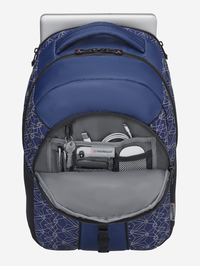 Рюкзак WENGER Sun 16'', синий со светоотражающим принтом, полиэстер, 35x27x47 см, 27 л