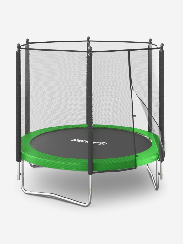 Батут каркасный UNIX Line Simple 8 ft Green с внешней защитной сеткой, общий диаметр 244 см, до 140 кг