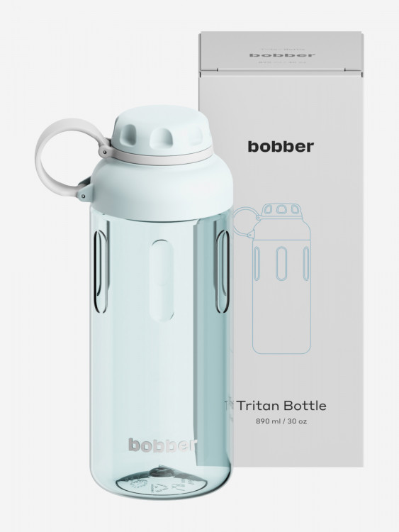 Бутылка тритановая BOBBER Tritan Bottle для холодных напитков, с ситечком, 890 мл, голубой