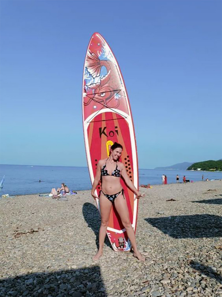 Надувная SUP доска Terbo KOI 11'6 (красный Сап Рыба дракон) для прогулок по воде