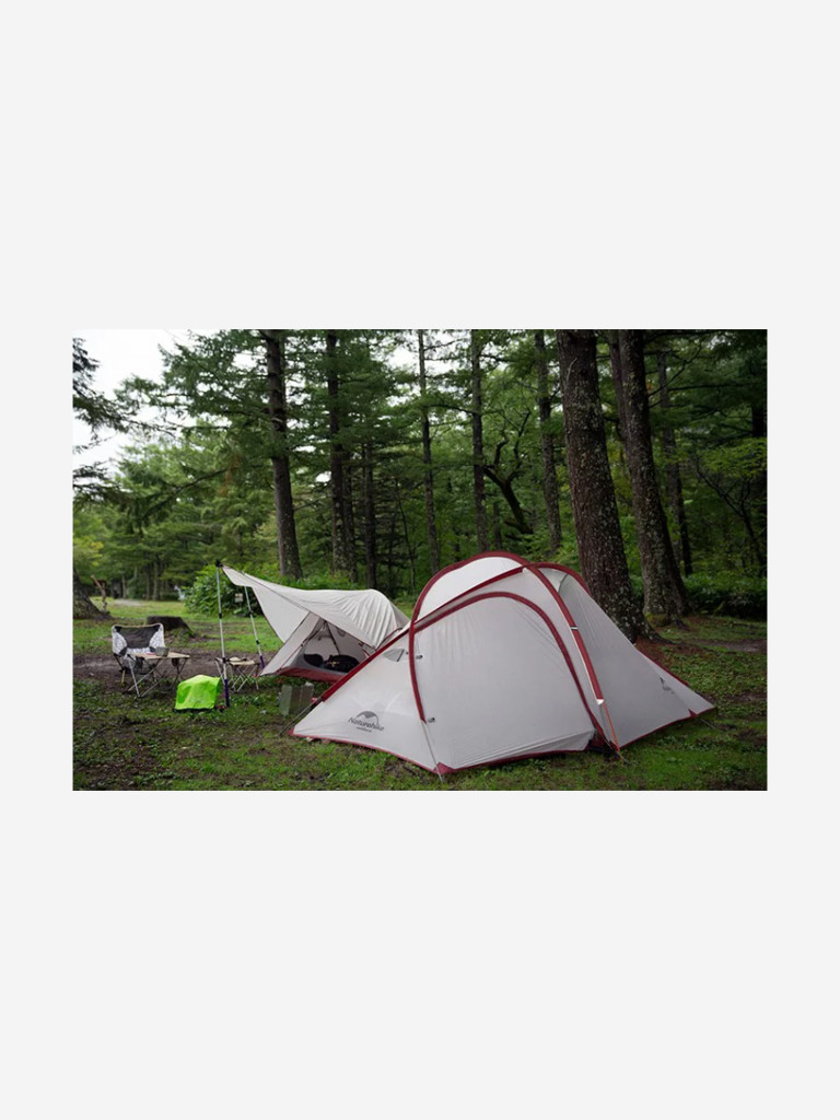 Палатка Naturehike Hiby Si 3-местная, алюминиевый каркас, серо-красная