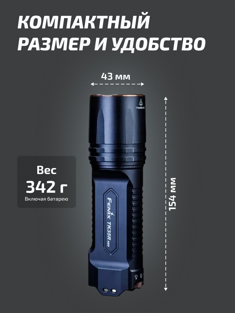 Фонарь Fenix тактический TK35R 5800 люмен с красным светом
