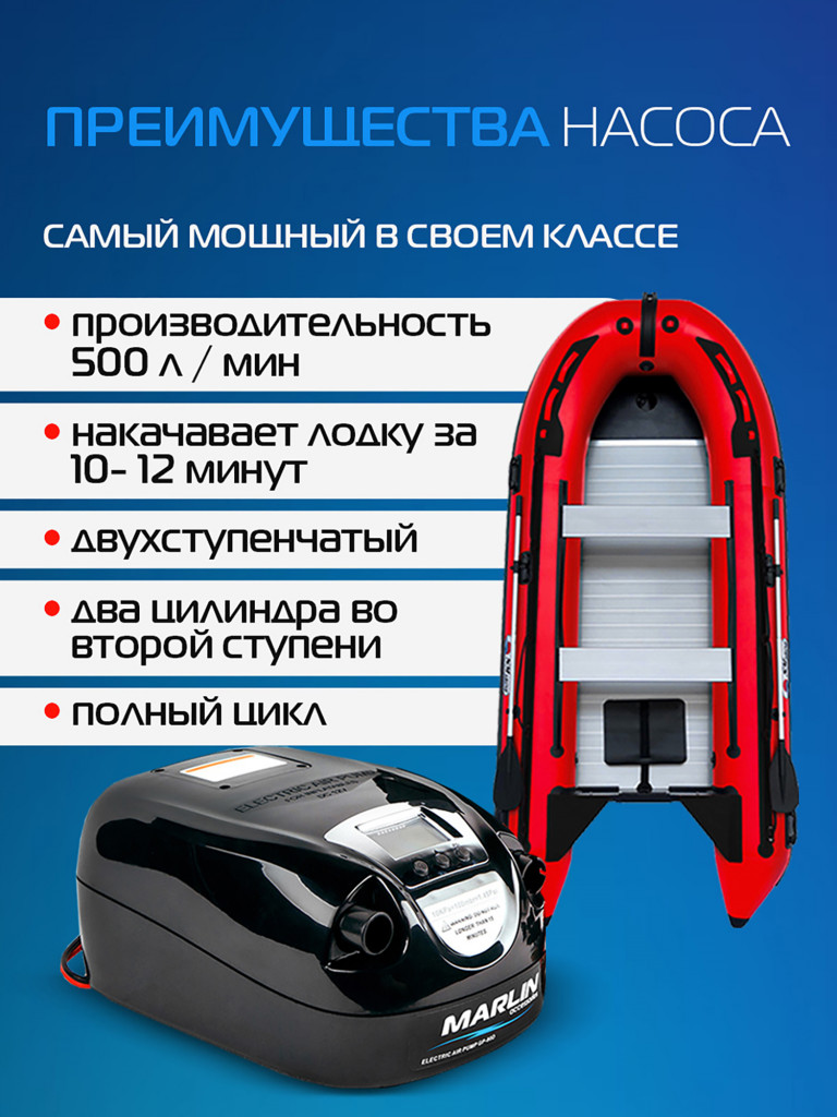 Электрический насос Marlin GP-80 D, насос для лодок пвх, сапбордов, матрасов, бассейнов
