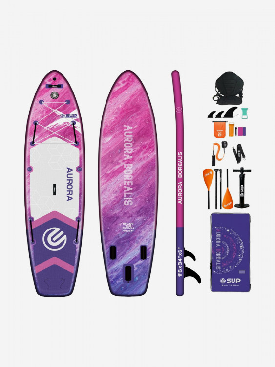 Надувная двухслойная SUP-доска E-SUP AURORA PURPLE PRO, 11'6" 350*86*15 см, сапборд