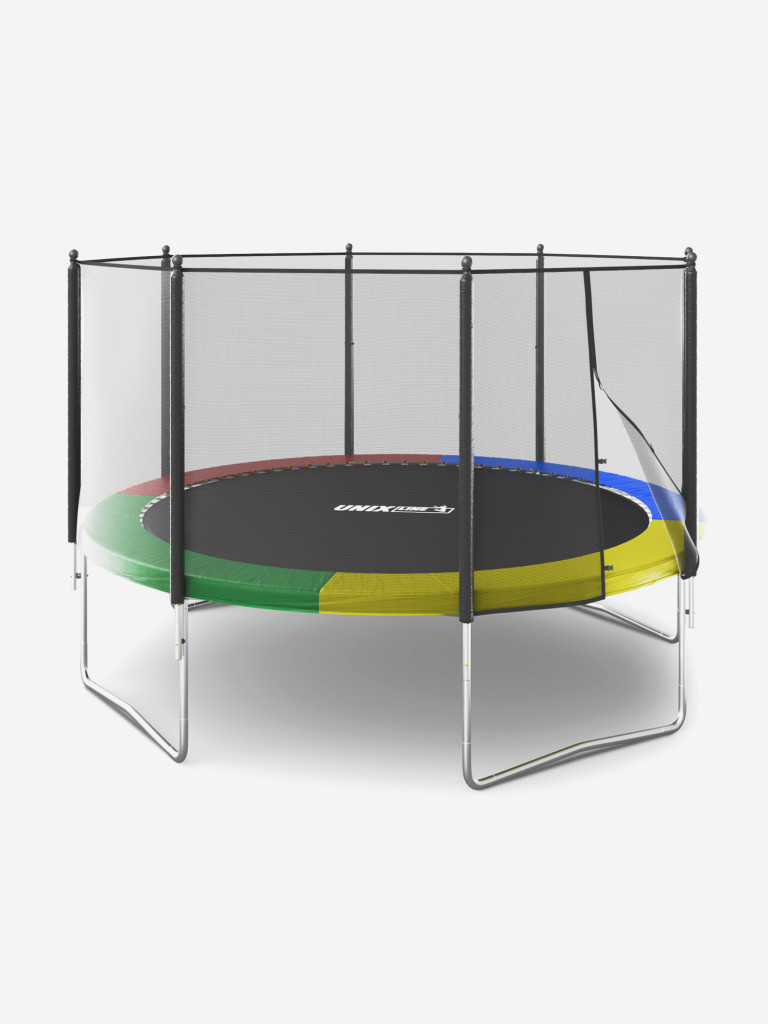 Батут каркасный UNIX Line Simple 12 ft Color с внешней защитной сеткой, общий диаметр 366 см, до 150 кг