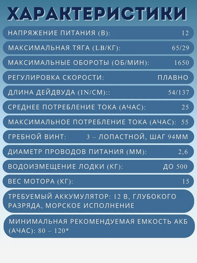 Лодочный носовой электромотор с функцией якоря SEA-PRO 65L 54" GPS 12V Черный