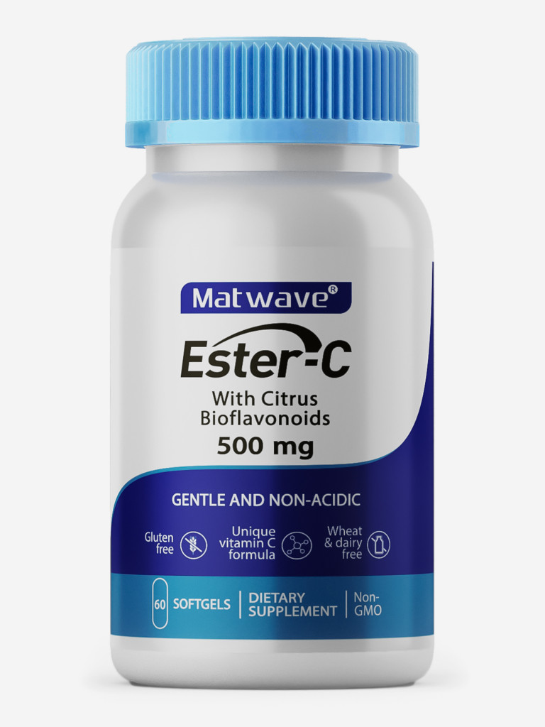 Витамин C Ester C (аскорбат кальция) с биофлавоноидами Matwave, 500 мг, 60 капсул