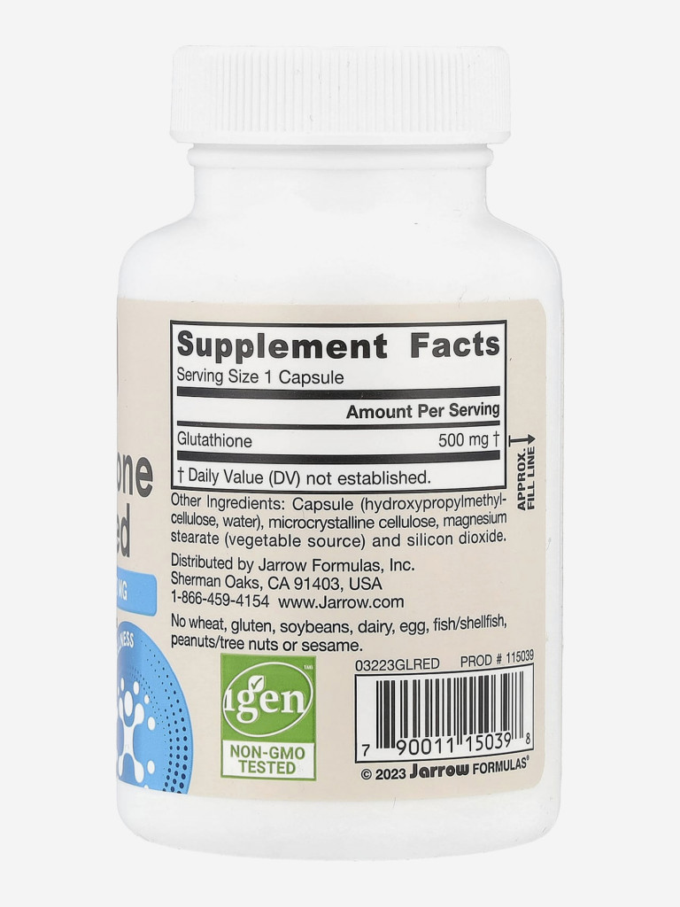 Бад, витамины, антиоксидант, глютатион, Jarrow Formulas Glutathione Reduced 500 mg 60 vcaps