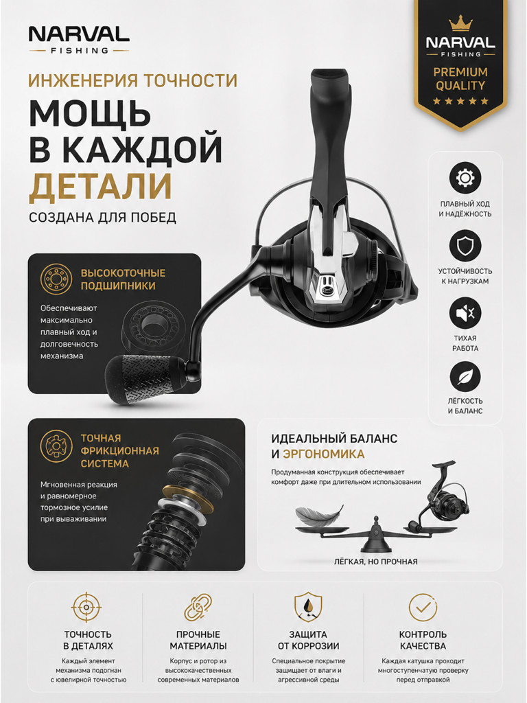 Катушка с запасной шпулей Narval Fishing Micro-N 2500/2500S 5.2:1 12+1BB