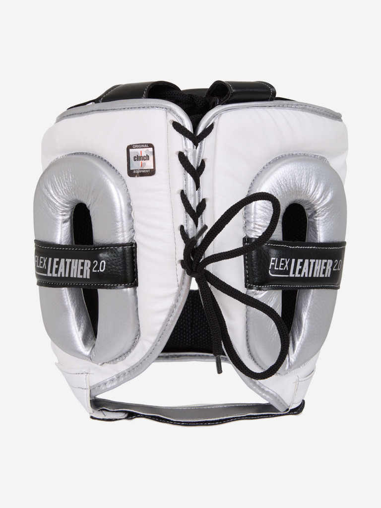 Шлем для единоборств с бампером Clinch Face Guard бело-серебристый