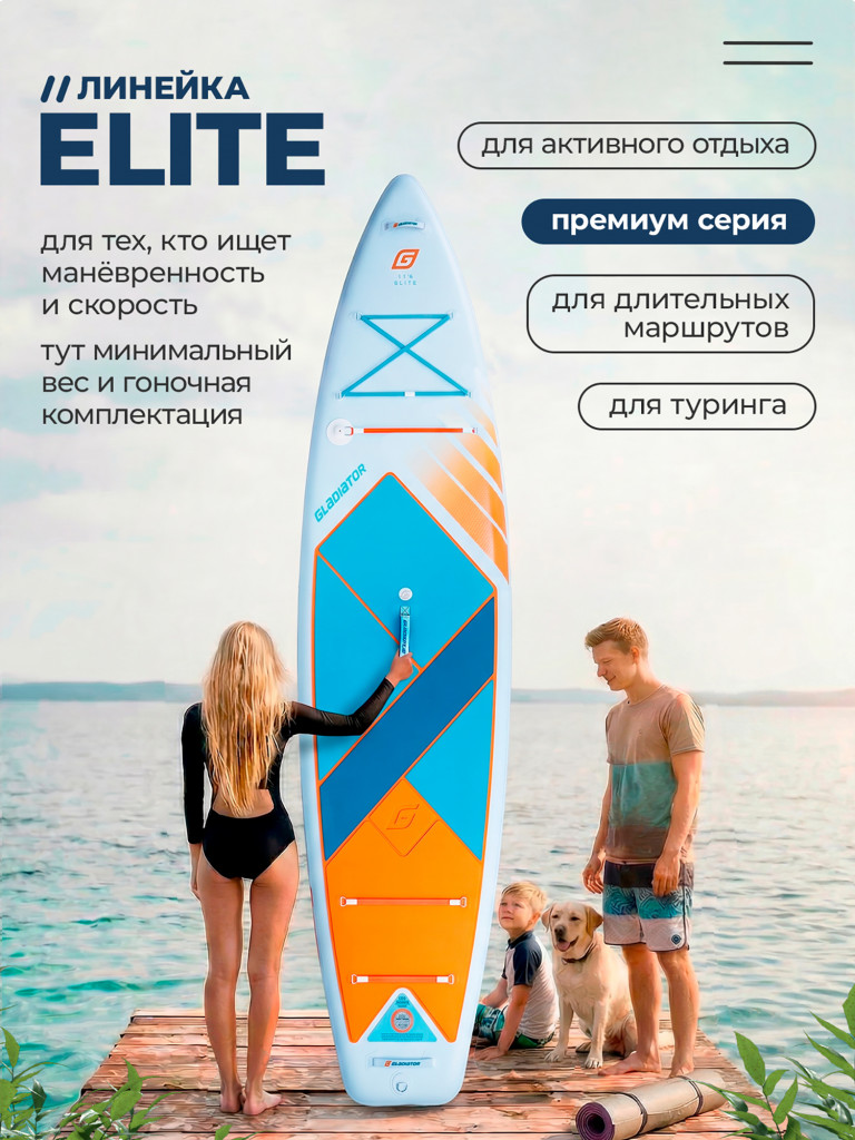 Сап доска надувная Gladiator ELITE 11.6