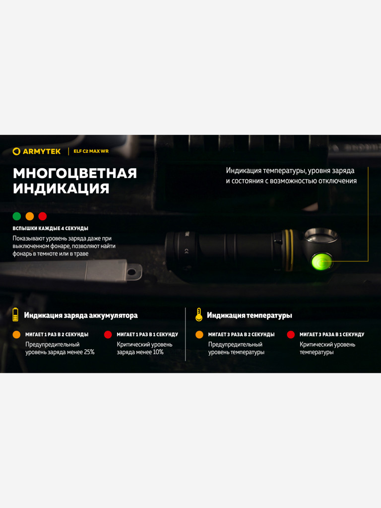 Мультифонарь налобный Armytek Elf C2 Max WR, 2325 лм, теплый и красный свет