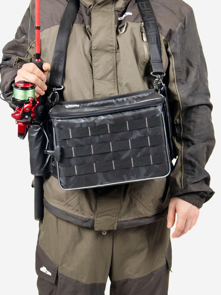 Сумка рыболовная поясная Yaman Fishing Belt Bag, 74х22х10 см, цвет серый камуфляж + 2 коробки LUNO.