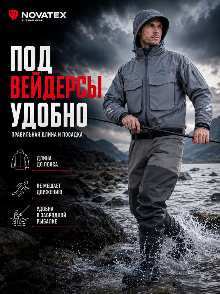 Куртка мембранная для рыбалки Стакс GRAYLING, серый