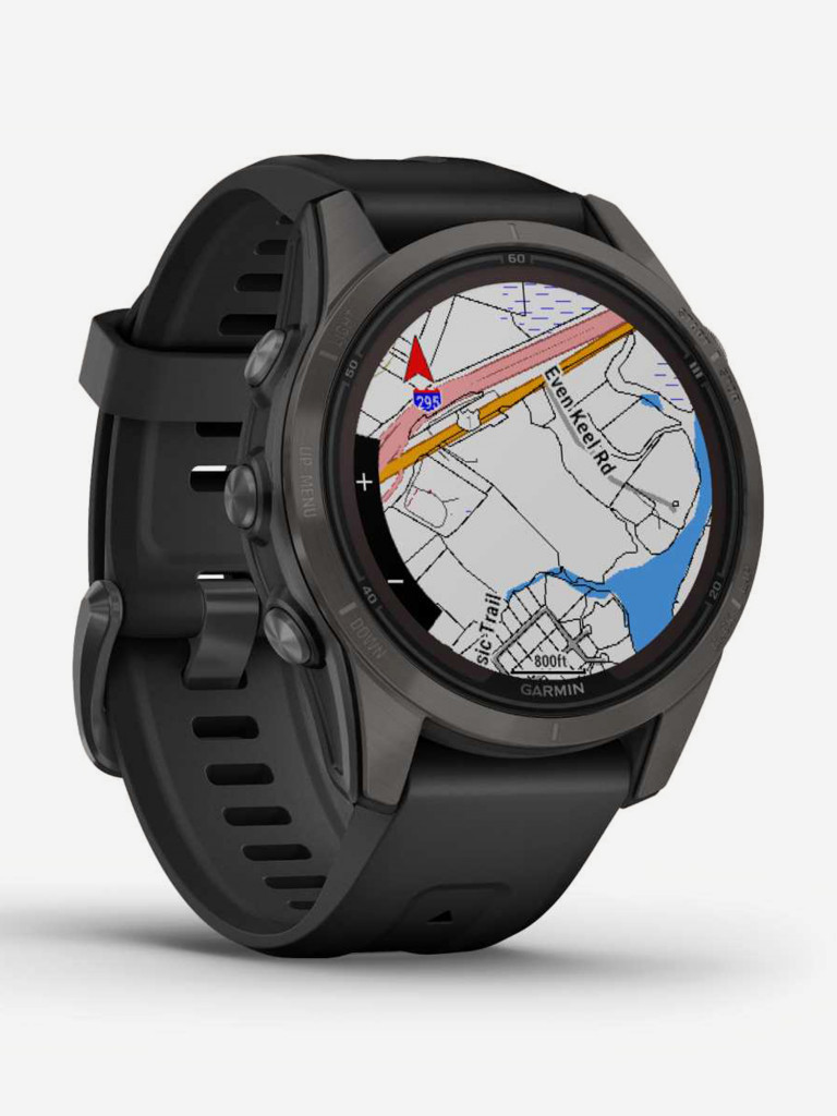 Спортивные часы Garmin FENIX 7S PRO Sapphire Solar титановый угольно-серый DLC с силиконовым ремешком