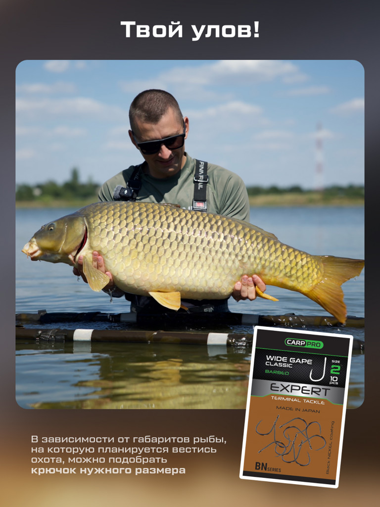 Крючок CARP PRO Black Nickel Wide Gape Classics №2 10шт