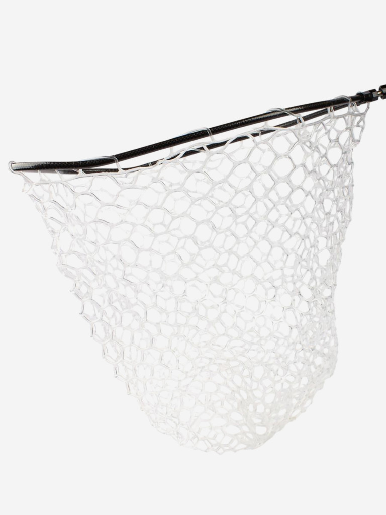 Голова для подсачека на форель сетка прозрачный силикон, ячейка 30 мм, рамка карбон