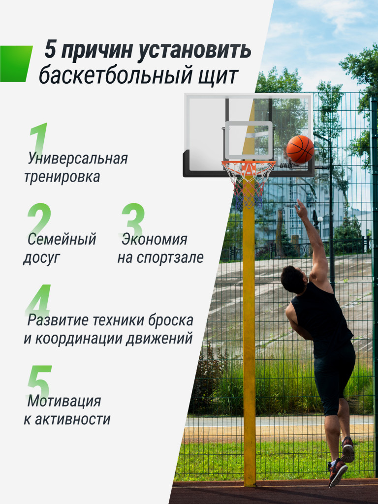 Баскетбольный щит UNIX Line B-Backboard Square, размер щита 122х82 см