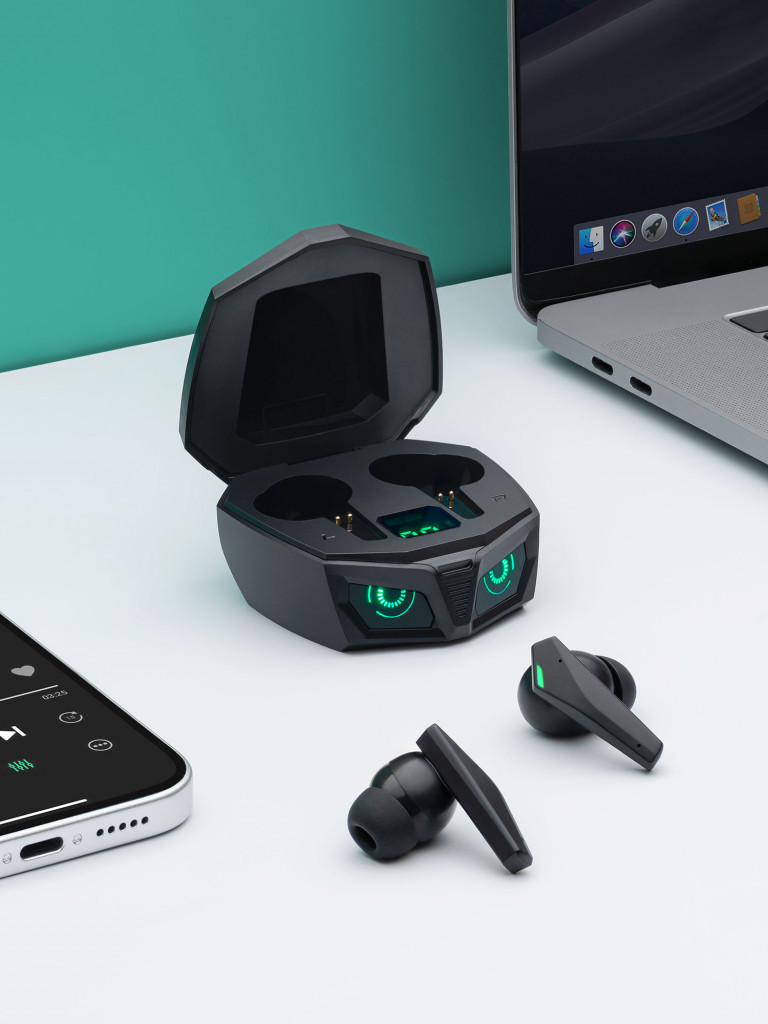 Беспроводные наушники с микрофонома AB-08, BT 5.4, Gaming, LED, 400 мАч