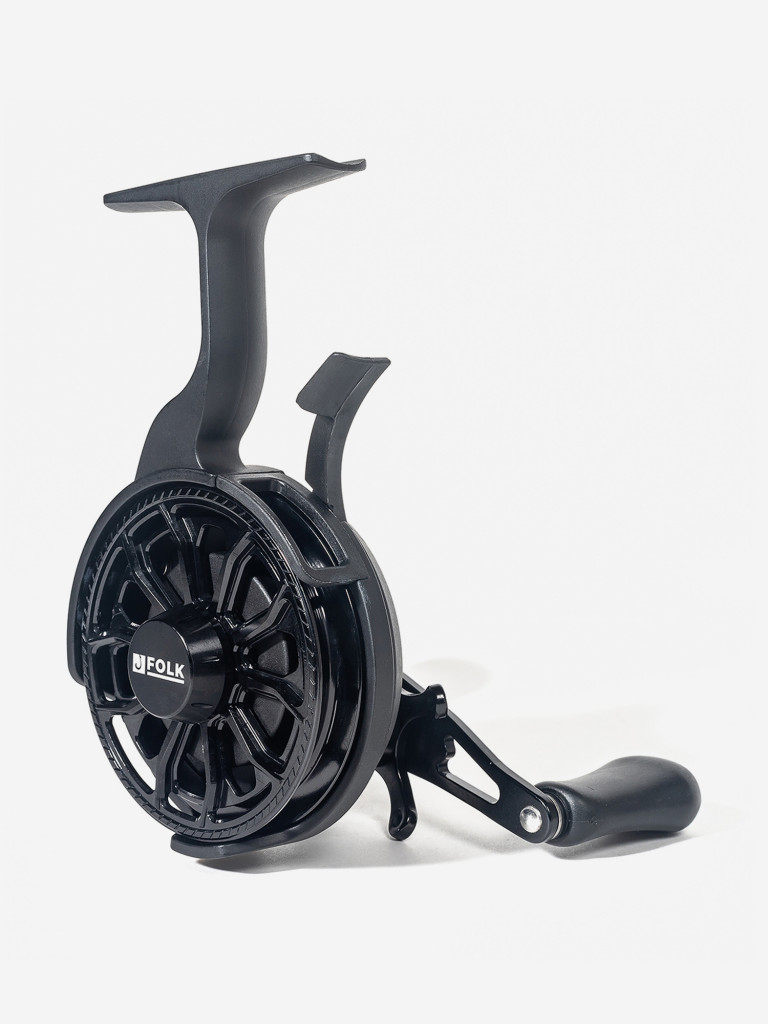 Катушка для рыбалки зимняя мультипликаторная FOLKFISHING Neo Black