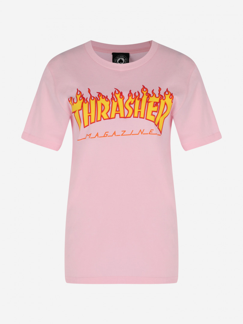 фото Футболка женская thrasher flame logo, розовый