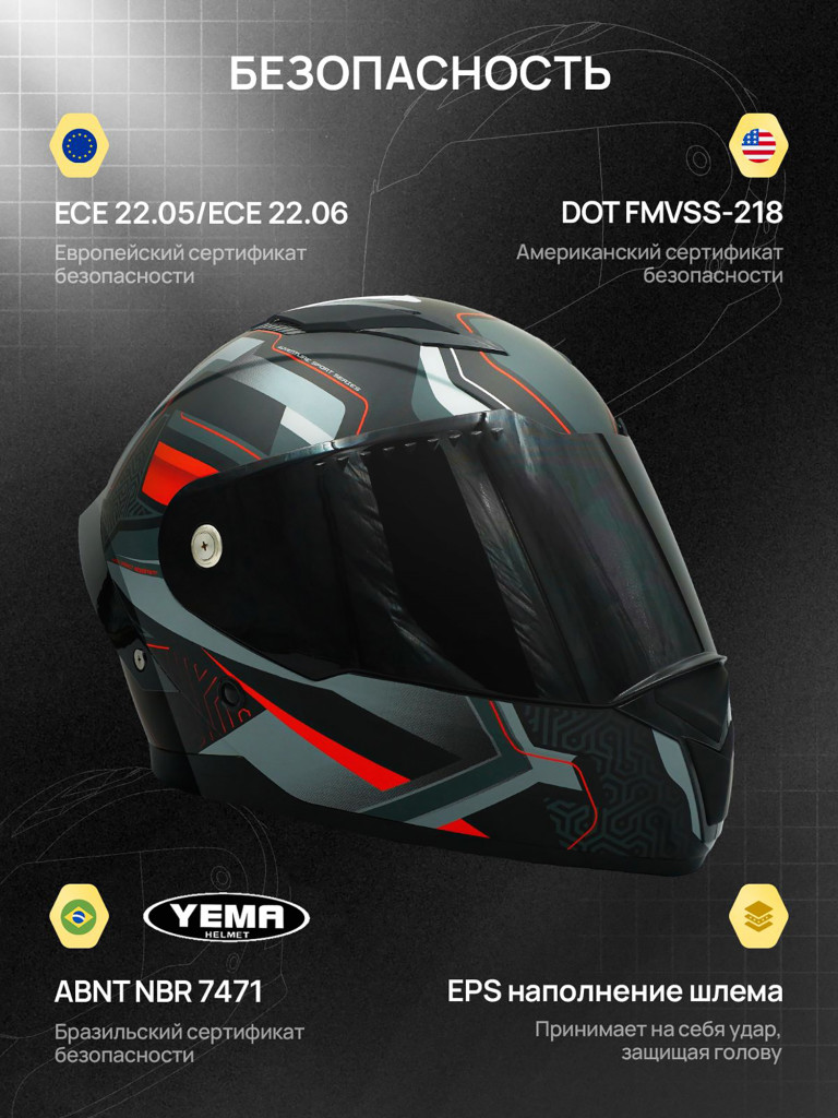 Мотошлем интеграл Yema YM-850-1 закрытый