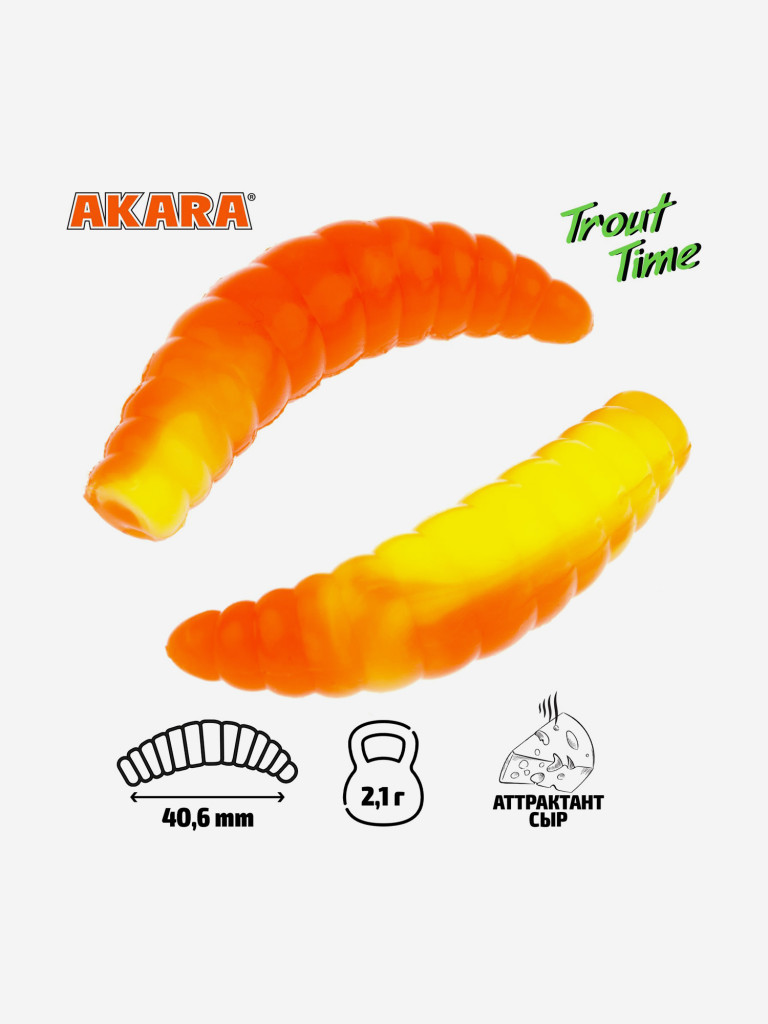 Силиконовая приманка Akara Trout Time MAGGOT 1,6 Cheese 461 (20 шт.)