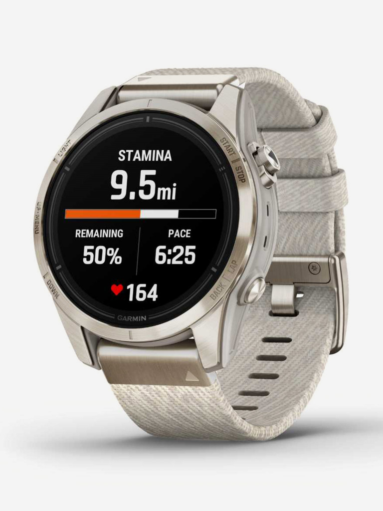 Спортивные часы Garmin EPIX PRO (Gen 2) Sapphire Edition 42 мм, золотистый корпус с нейлоновым ремешком сливочного цвета