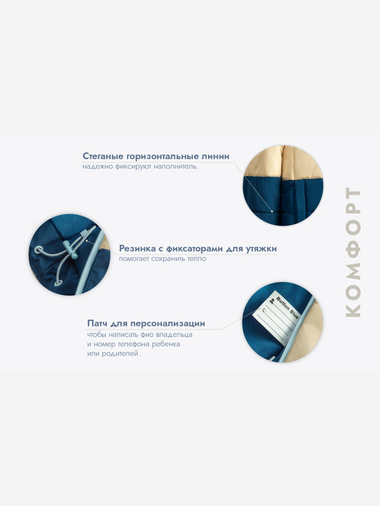 Куртка демисезонная водоотталкивающая с капюшоном мультицвет для мальчика Button Blue