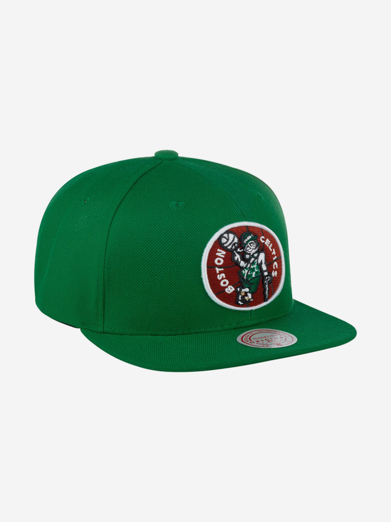 Бейсболка с прямым козырьком MITCHELL NESS HHSS3258-BCEYYPPPGREN Boston Celtics NBA