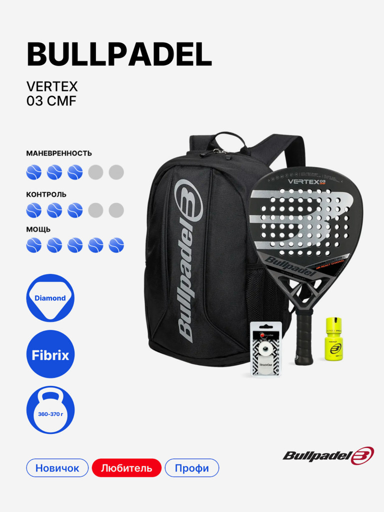 Набор Bullpadel Vertex 03 CMF Bag Avant 2 Dry Grip